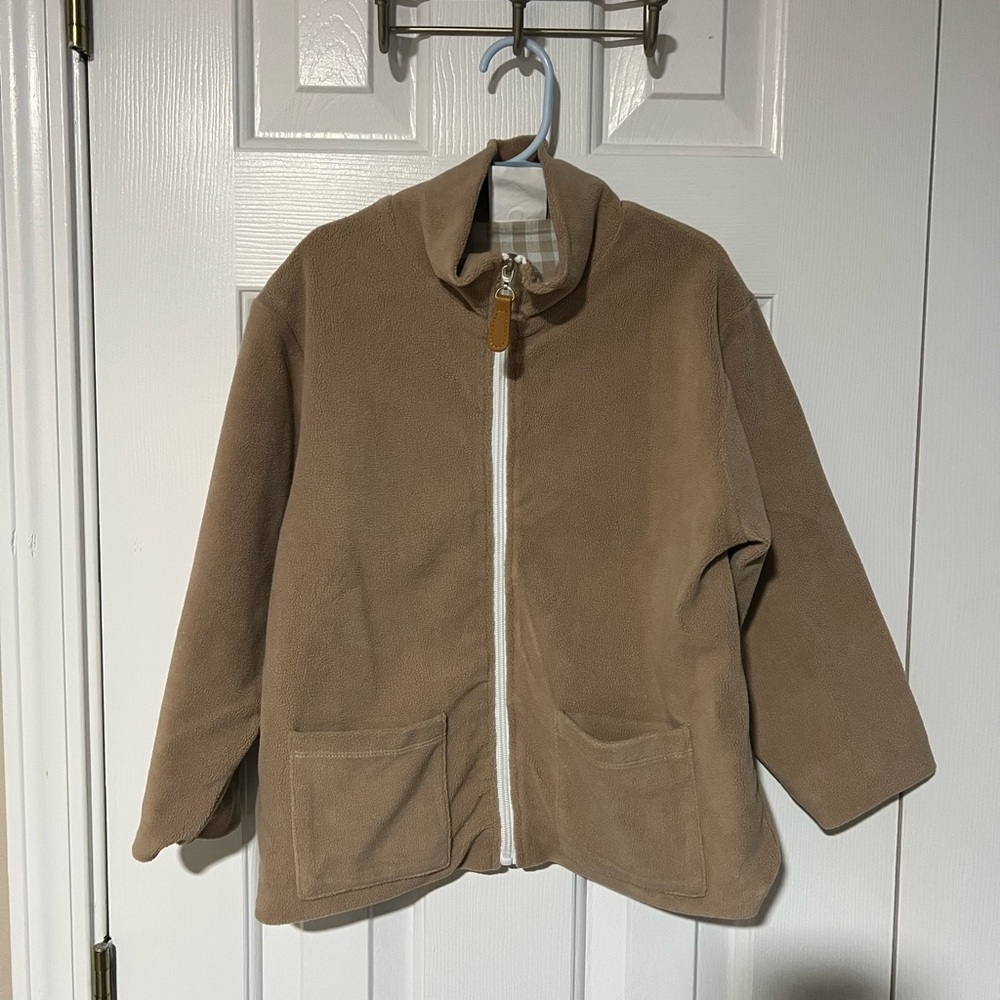Boutique Toddler Boy 4T Khaki Tan Cotton Jacket Fall Winter Classic Fleece Zip